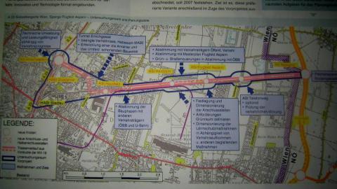 A23 Verlängerung bis zur Seestadt Aspern in einem Plan des Jahres 2006. c ASFINAG